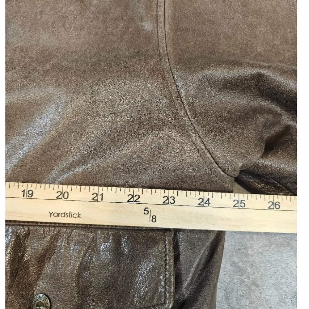 Roundtree & Yorke Mens Brown Leather Bomber Jacket Aviator Map Lining Large - Picture 6 of 9